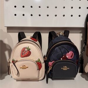 Coach Cream and Navy Mini Backpack Duo